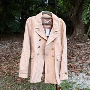 GAP Pinkish/Beige Pea Coat with gold buttons NWT